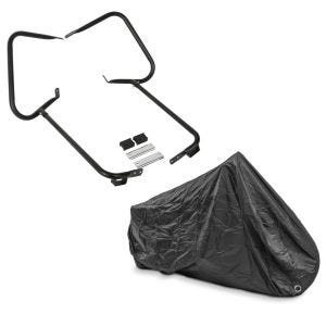 Set: Kofferträger für Harley Street Glide 06-08 Schutzbügel schwarz Craftride + Abdeckplane Harley Street Glide / Special Craftride XXXL schwarz_1