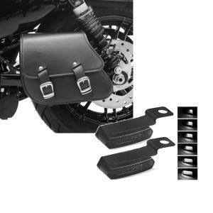 Set: Schwingentasche + Halter für Harley Sportster 1200 Iron 18-20 Craftride + Lenkerblinker für Harley Davidson Sportster 1200 Iron / Low Lauflicht Blinker LED Lumitecs TS4 getönt_1
