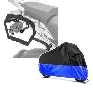 Set: Kofferträger für BMW R 1200 GS Adventure 06-13 Bagtecs SLP für Alukoffer und Satteltaschen + Abdeckplane BMW R 1200 GS Adventure / Exclusive / Rallye Craftride XXL in schwarz-blau_1