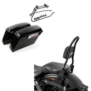Set: Seitenkoffer Set für Harley Dyna Low Rider 08-17 DY1 Craftride + Sissybar Harley Davidson Dyna Low Rider 2006-2017 Craftride Fast Rider-M schwarz_1