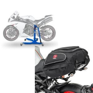 Set: Zentralständer Yamaha YZF-R1 07-14 blau Motorradheber ConStands Power-Classic + Hecktasche Yamaha YZF-R1 Gepäcktasche hinten Bagtecs X50 50Ltr schwarz_1