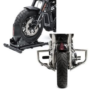 Set: Radwippe für Harley Fat Boy / 114 Constands Easy Plus Vario einstellbar schwarz + Sturzbügel für Harley Davidson Fat Boy 00-17 Craftride ST1 chrom_1