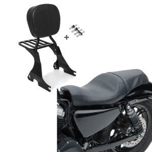 Set: Sissybar für Harley Davidson Sportster Forty-Eight 48 10-20 Craftride inkl. Gepäckträger und Docking Kit schwarz + Doppel Sitzbank für Harley Davidson Sportster Forty-Eight 48 10-20 BL Sitz Craftride_1