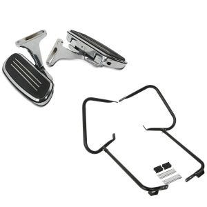 Set: Beifahrer Trittbretter + Halter CF2S für Harley Street Glide 06-21 Craftride + Kofferträger für Harley Street Glide 06-08 Schutzbügel schwarz Craftride_1