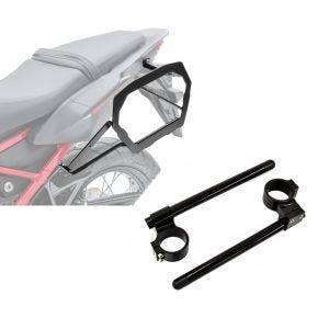 Set: Kofferträger für Honda Africa Twin Adventure Sports 1100 20-21 Bagtecs SLP für Alukoffer und Satteltaschen + Stummellenker 22mm Clip-On 37mm mit 30mm Erhöhung Lenker Zaddox Alu in schwarz_1