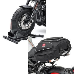 Set: Radwippe für Honda CBR 1000 RR Fireblade / SP Constands Easy Plus Vario einstellbar schwarz + Hecktasche Honda CBR 1000 RR Fireblade Gepäcktasche hinten Bagtecs X50 50Ltr schwarz_1