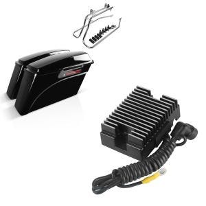Set: Set mit Seitenkoffer und Kofferträger CR für Harley Fat Boy 90-17 LB Craftride + Spannungsregler für Harley-Davidson Fat Boy 90-99 Gleichrichter Laderegler Craftride_1