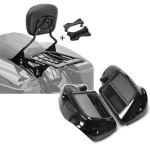 Set: Sissybar + Gepäckträger AW für Harley Road King Special 17-21 schwarz Craftride + Beinschild für Harley Davidson Road King Special 17-21 Craftride belüftet schwarz_1
