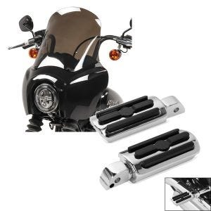 Set: Lampenmaske MG5 für Harley Softail Street Bob 18-20 Lampen Verkleidung rauchgrau Craftride + Sozius Fussrasten für Harley Softail Street Bob 18-21 Craftride SF5 chrom_1
