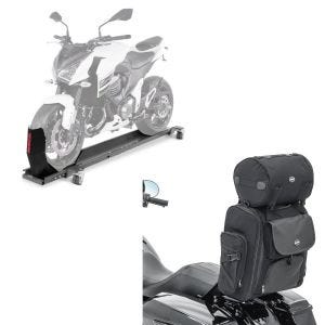 Set: Rangierschiene Harley Sportster Forty-Eight 48 / Special ConStands Smart-Mover mit Wippe grau + Sissybar Tasche für Harley Sportster Forty-Eight 48 / Special Hecktasche Craftride SXL mit Gepäckrolle_1