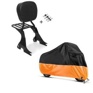 Set: Sissybar für Harley Davidson Sportster 1200 Nightster 08-12 Craftride inkl. Gepäckträger und Docking Kit schwarz + Abdeckplane Harley Sportster 1200 Custom / Nightster / Iron Craftride XL in schwarz-orange_1