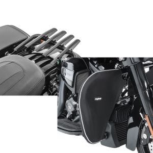 Set: Gepäckträger Abnehmbar für Harley Davidson Road King Special 17-21 schwarz Craftride + Sturzbügel Spritzschutz für Harley Road King Special 17-21 Beinwärmer Craftride_1