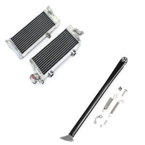Set: Kühler Radiator für Husaberg TE 125 / 250 / 300 2-Takt Modelle 2014-2016 Nomud 2-Takt Paar rechts und links + Seitenständer für KTM Husqvarna Husaberg 2008-2016 Xdure Kick stand schwarz_1