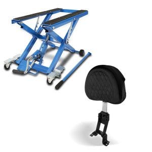 Set: Hydraulische Hebebühne Indian Roadmaster ConStands Mid-Lift XL blau + Fahrer Rückenlehne Sissybar Diamond Indian Chief, Chieftain, Roadmaster 14-21 Craftride_1