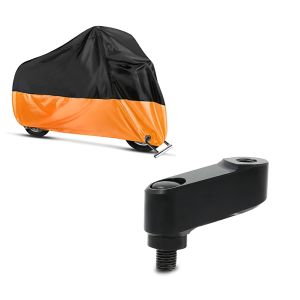 Set: Abdeckplane Suzuki V-Strom 1000 / 650 XT Craftride XXL in schwarz-orange + Spiegelverlängerung Suzuki V-Strom 650 04-21 Tourtecs Paar 40mm schwarz_1