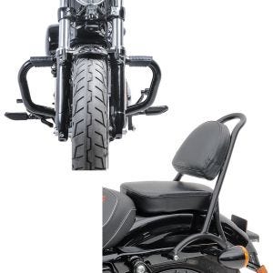 Set: Sturzbügel Mustache II für Harley Davidson Sportster Forty-Eight 48 10-20 Schutzbügel schwarz Craftride + Sissy Bar RPS für Harley Davidson Sportster Forty-Eight 48 10-20 schwarz Craftride_1