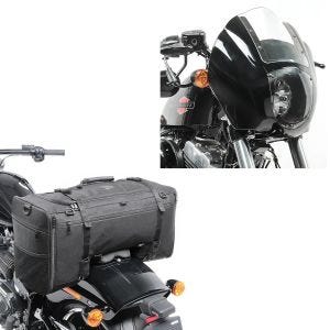 Set: Lampenmaske für Harley Sportster Forty-Eight 48 / Special Lichtmaske Craftride Q1 klar + Hecktasche für Harley Sportster Forty-Eight 48 / Special SQ1 Craftride 52l schwarz_1