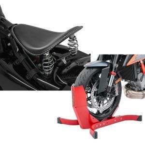 Set: Solo Federsattel für Harley Davidson Rocker / C BR1 Craftride + Motorradwippe für Harley Davidson Rocker / C EPR_1