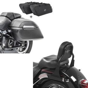 Set: Set Seitenkoffer + Innentaschen für Harley Fat Boy Special/ Lo Craftride K3 + Sissy Bar für Harley Davidson Fat Boy Special/ Lo 10-17 CSS schwarz Craftride_1