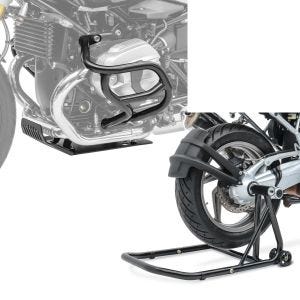 Set: Sturzbügel Set für BMW R NineT 14-21 mit Motorschutz Motoguard S-Z2 + Einarmständer BMW R NineT Racer 17-21 Montageständer ConStands Single-Classic schwarz_1