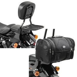 Set: Sissybar Harley Sportster 883 Iron (XL 883 N) 09-20 Craftride Fast Driver-S inkl. Gepäckträger schwarz + Hecktasche für Harley Sportster 883 Iron / Low Gepäckrolle Craftride RB1 24-30Ltr_1