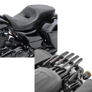 Set: Komfort-Sitzbank für Harley Davidson Road Glide Special 15-21 Hammock Craftride + Gepäckträger Abnehmbar für Harley Davidson Road Glide Special 15-21 schwarz Craftride_1
