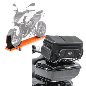 Set: Rangierschiene Harley CVO Limited ConStands Smart-Mover mit Wippe orange + Hecktasche für Harley Davidson CVO Limited Topcase Tasche Craftride TT1 73Ltr_1
