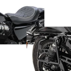 Set: Solo Sitz für Harley Sportster Forty-Eight 48 10-20 Craftride SR4 Sitzbank + Satteltaschenhalter für Harley Sportster Forty-Eight 48 16-20 rechts Craftride_1