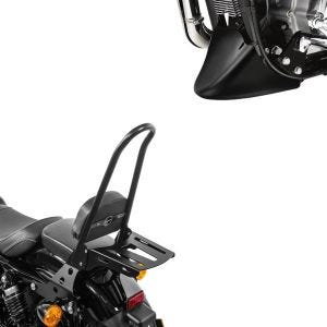 Set: Sissybar Harley Sportster 1200 Iron 18-20 Craftride Fast Rider-XL inkl. Gepäckträger schwarz + Bugspoiler Harley Sportster 1200 Iron 18-20 Craftride schwarz_1