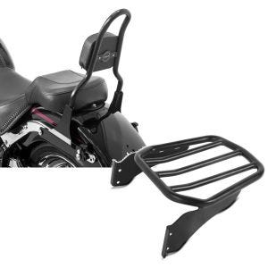 Set: Sissybar Harley Fat Boy Special 10-17 Craftride Fast Rider-S schwarz + Gepäckträger für Harley-Davidson Softail 06-17 schwarz Craftride_1