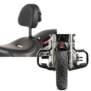 Set: Fahrer Rückenlehne Diamond für Harley Fat Boy Special 10-17 Craftride + Sturzbügel für Harley Davidson Fat Boy Special 2010-2017 Craftride Mustache schwarz_1