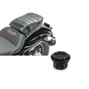 Set: Sozius Sitz mit Polsterung für Harley Sportster Forty-Eight 48/ 883 Iron Craftride + Tankdeckel CNC1 für Harley-Davidson Sportster Forty-Eight 48 10-20 schwarz Craftride_1
