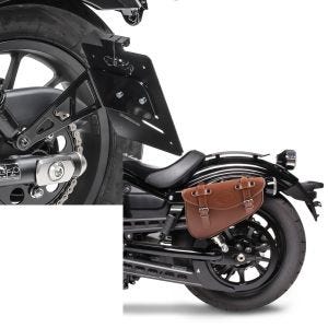 Set: Kennzeichenhalter seitlich L für Honda Rebel 500 17-21 schwarz Craftride + Satteltasche Honda Rebel 500 Craftride Arizona 3Ltr links in braun_1