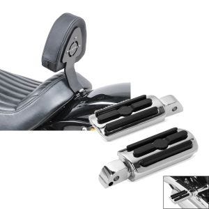 Set: Fahrer Sissybar für Harley Davidson Softail Street Bob 18-21 Fahrer Rückenlehne Craftride + Sozius Fussrasten für Harley Softail Street Bob 18-21 Craftride SF5 chrom_1