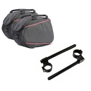 Set: Seitenkoffer Innentaschen 2x20L für Honda Africa Twin 1100 + Stummellenker 22mm Clip-On 41mm mit 30mm Erhöhung Lenker Zaddox Alu in schwarz_1