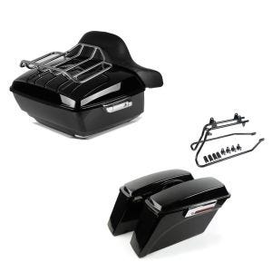 Set: Topcase King OLR für Harley Fat Boy / 114 schwarz Craftride + Seitenkoffer für Harley Davidson Fat Boy 90-17 Craftride inkl. Kofferträger schwarz_1