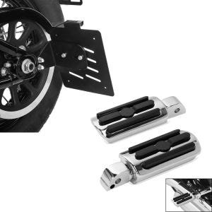 Set: Seitlicher Kennzeichenhalter für Harley Davidson Softail 18-21 Craftride schwarz + Sozius Fussrasten für Harley Softail Street Bob 18-21 Craftride SF5 chrom_1