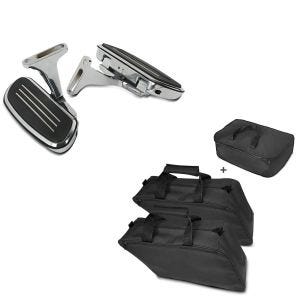 Set: Beifahrer Trittbretter + Halter CF2S für Harley Street Glide 06-21 Craftride + Innentaschen Set B2 für Harley Street Glide 06-21 Craftride Seitenkoffer / Topcase_1