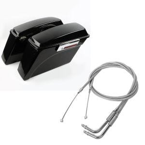 Set: Seitenkoffer für Harley Davidson Road King Classic (FLHRC/I) 98-13 schwarz Craftride + Gaszug für Harley-Davidson Road King Classic 03-06 Edelstahl/Nylon Craftride_1
