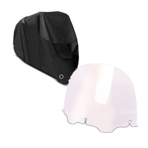Set: Abdeckplane Harley Electra Glide Ultra Classic / Limited Craftride XXXXL in schwarz + Windschild 12,5" für Harley Electra Glide Ultra Limited 09-13 klar Craftride_1