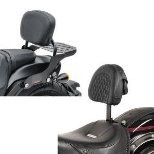 Set: Sissy Bar mit Gepäckträger für Harley Davidson Softail 2007-2017 schwarz CXS Craftride + Fahrer Rückenlehne Diamond für Harley Fat Boy Special 10-17 Craftride_1