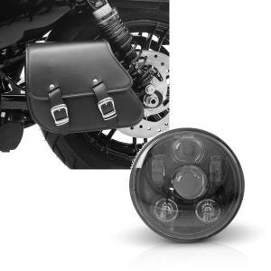 Set: Schwingentasche + Halter für Harley Sportster 1200 Iron 18-20 Craftride + Hauptscheinwerfer LED 5,75 Zoll für Harley Sportster 1200 Iron 18-20 schwarz von Craftride_1