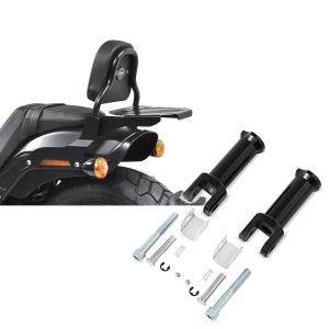 Set: Sissy Bar CSS Fix für Harley Fat Bob / 114 18-21 mit Gepäckträger schwarz Craftride + Sozius Fussrasten-Halter für Harley Davidson Softail 18-21 Craftride schwarz_1