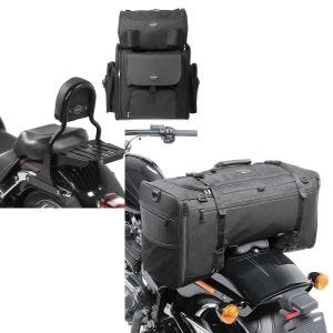 Set: Sissy Bar CL Fix + Hecktasche XL für Harley Fat Boy 07-17 mit Gepäckträger schwarz Craftride + Hecktasche für Harley Fat Boy / 114 SQ1 Craftride 52l schwarz_1