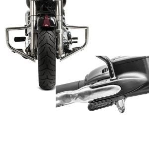 Set: Sturzbügel für Harley Davidson Fat Boy 00-17 Craftride ST1 chrom + LED Lenkerblinker für Harley Davidson Breakout / Fat Boy / 114 Lumitecs Blinker M2 getönt_1