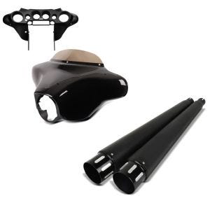 Set: Batwing Verkleidung Komplettset für Harley Electra Glide Ultra Classic 96-13 Craftride + Auspuff Schalldämpfer TP1 für Harley Davidson Electra Glide Ultra Classic 95-16 schwarz Craftride_1