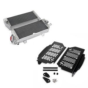 Set: Kühler rechts und links für KTM EXC/-F, SX/-F Husqvarna FC,FE,TC,TE 16-19 + Kühlerschutz Aluminium für Husqvarna TE 300 / 250 / 150 i 17-20 Xdure schwarz_1