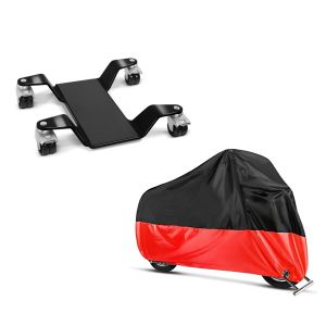 Set: Rangierhilfe 400 kg für Honda Gold Wing 1800 / 1500 Rangierplatte schwarz + Abdeckplane Honda Gold Wing 1800 / 1500 / F6B Craftride XXXL schwarz-rot_1