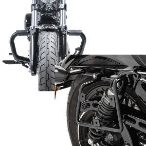 Set: Sturzbügel Mustache II für Harley Davidson Sportster Forty-Eight 48 10-20 Schutzbügel schwarz Craftride + Satteltaschenhalter für Harley Sportster Forty-Eight 48 16-20 rechts Craftride_1