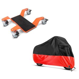 Set: Rangierhilfe 400 kg für Honda Gold Wing 1800 / 1500 Rangierplatte Orange + Abdeckplane Honda Gold Wing 1800 / 1500 / F6B Craftride XXXL schwarz-rot_1